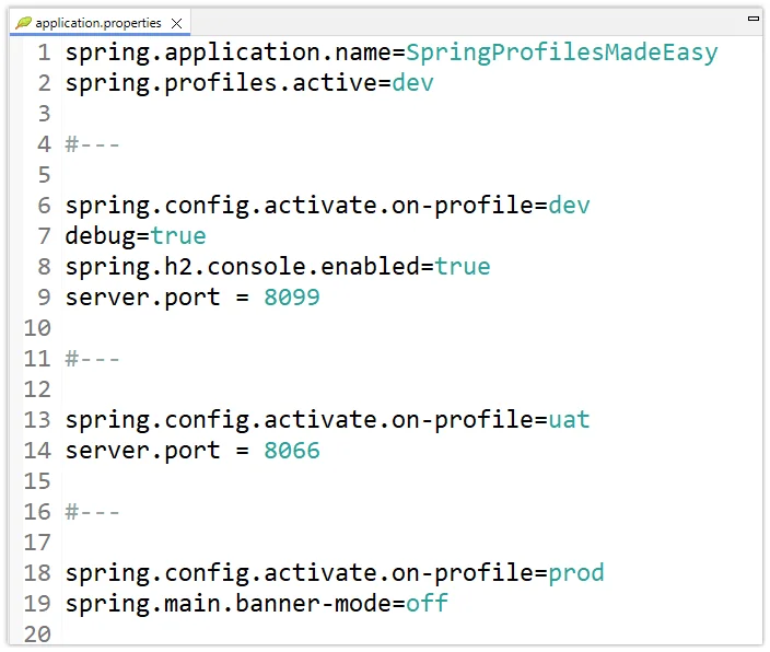 multiple spring profiles in one file