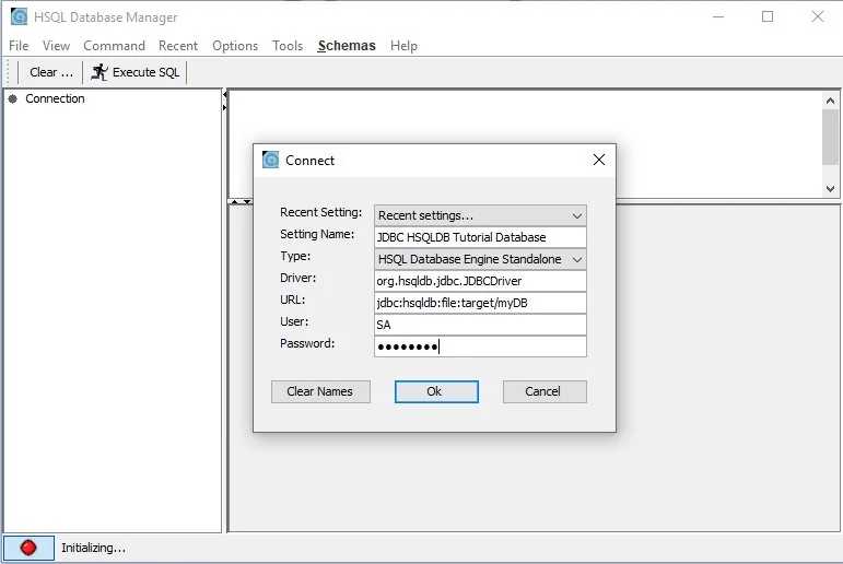 HSQLDB JDBC setup