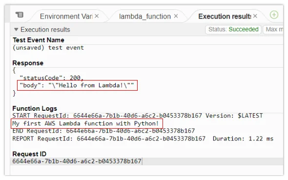 Run and test AWS Lambda Python function