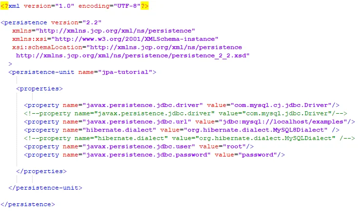 MySQL persistence.xml example