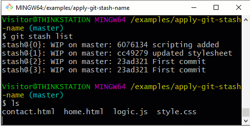 name git stash apply