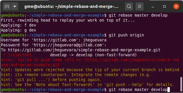 GitHub rebase rejected