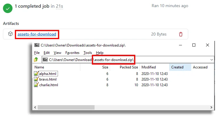 GitHub Actions Artifact Zip
