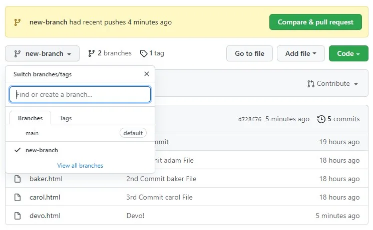 git push local branch remote GitHub