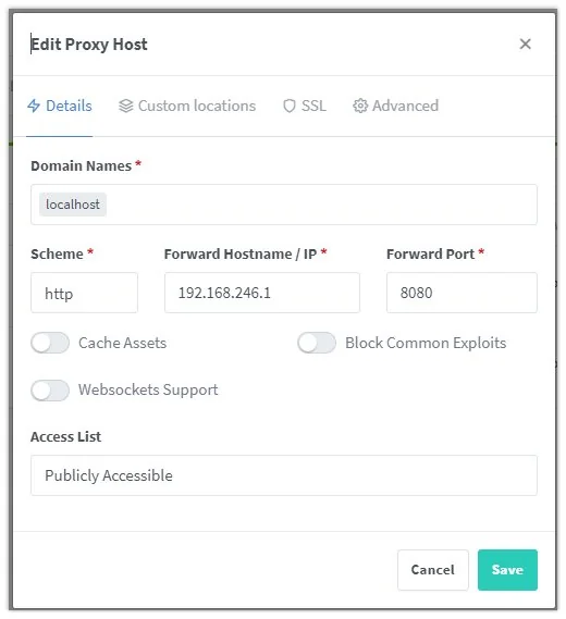 nginx reverse proxy manager