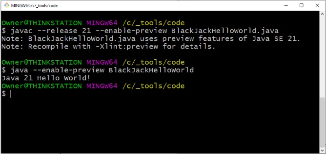Java 21 preview features can be turned on in Eclipse
