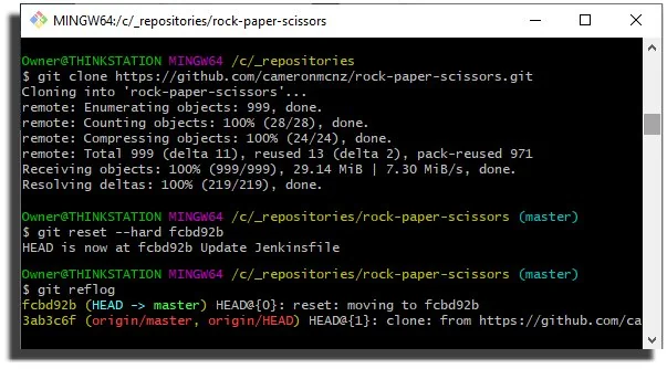 reset git clone single commit id