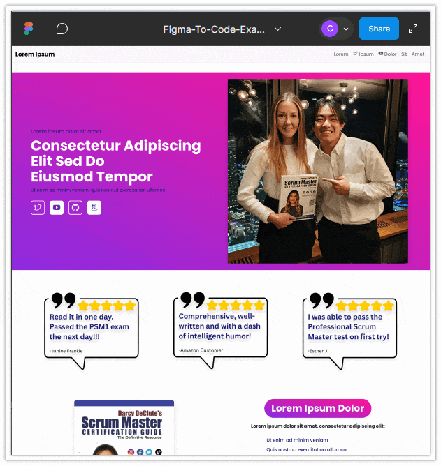 Figma design to be converted into code.