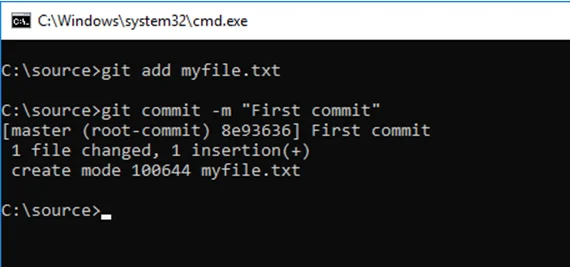 Git commit command uses a unique identifier.