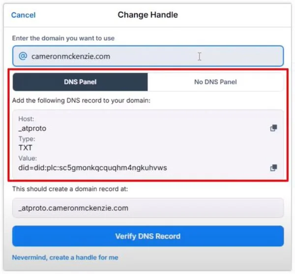 Bluesky Custom Domain handles.