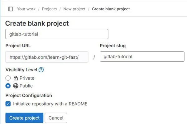 Git repo in GitLab screenshot