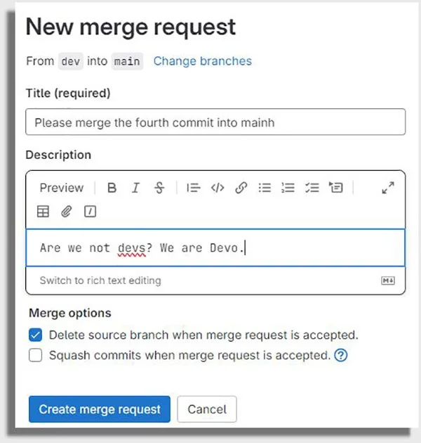 GitLab merge request screenshot