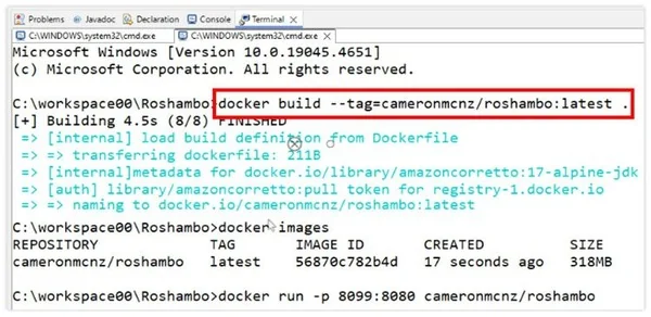The build command to dockerize a Spring Boot app