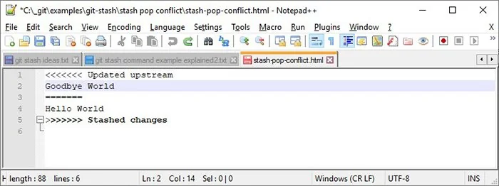 git stash pop conflict