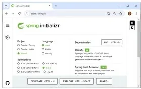 Screenshot of Spring Initializr interface.